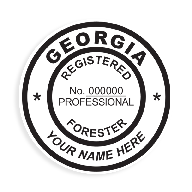 This professional forester stamp for the state of Georgia adheres to state regulations and provides top quality impressions. Orders over $100 ship free.