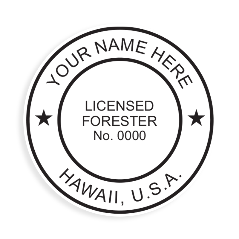 This professional forester stamp for the state of Hawaii adheres to state regulations and provides top quality impressions. Orders over $100 ship free.