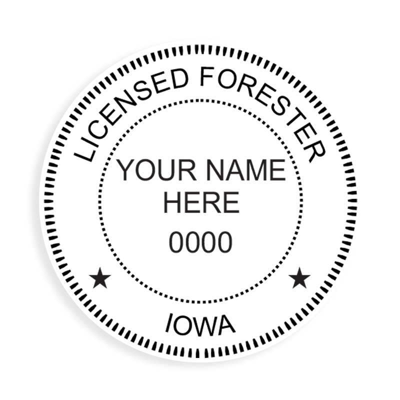 This professional forester stamp for the state of Iowa adheres to state regulations and provides top quality impressions. Orders over $100 ship free.