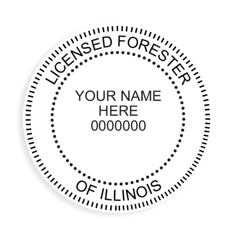 This professional forester stamp for the state of Illinois adheres to state regulations and provides top quality impressions. Orders over $100 ship free.