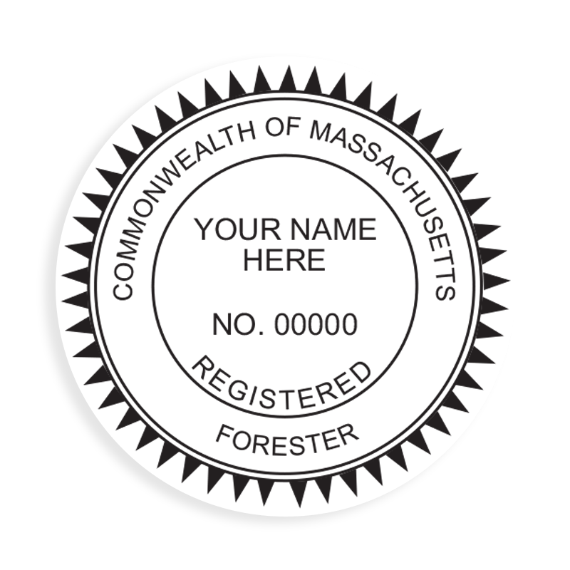 This professional forester stamp for the state of Massachusetts adheres to state regulations and provides top quality impressions. Orders over $100 ship free.