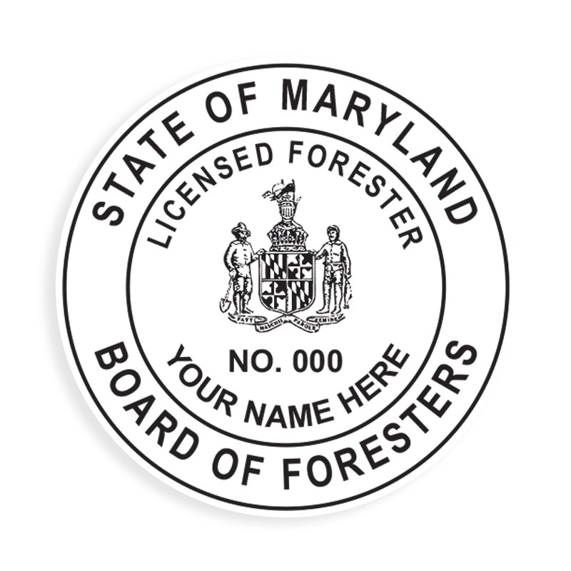 This professional forester stamp for the state of Maryland adheres to state regulations and provides top quality impressions. Orders over $100 ship free.