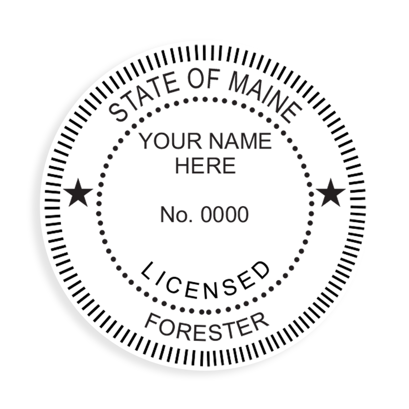 This professional forester stamp for the state of Maine adheres to state regulations and provides top quality impressions. Orders over $100 ship free.