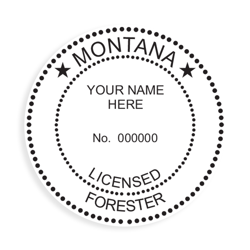 This professional forester stamp for the state of Montana adheres to state regulations and provides top quality impressions. Orders over $100 ship free.