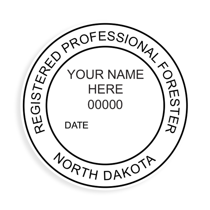 This professional forester stamp for the state of North Dakota adheres to state regulations and provides top quality impressions. Orders over $100 ship free.