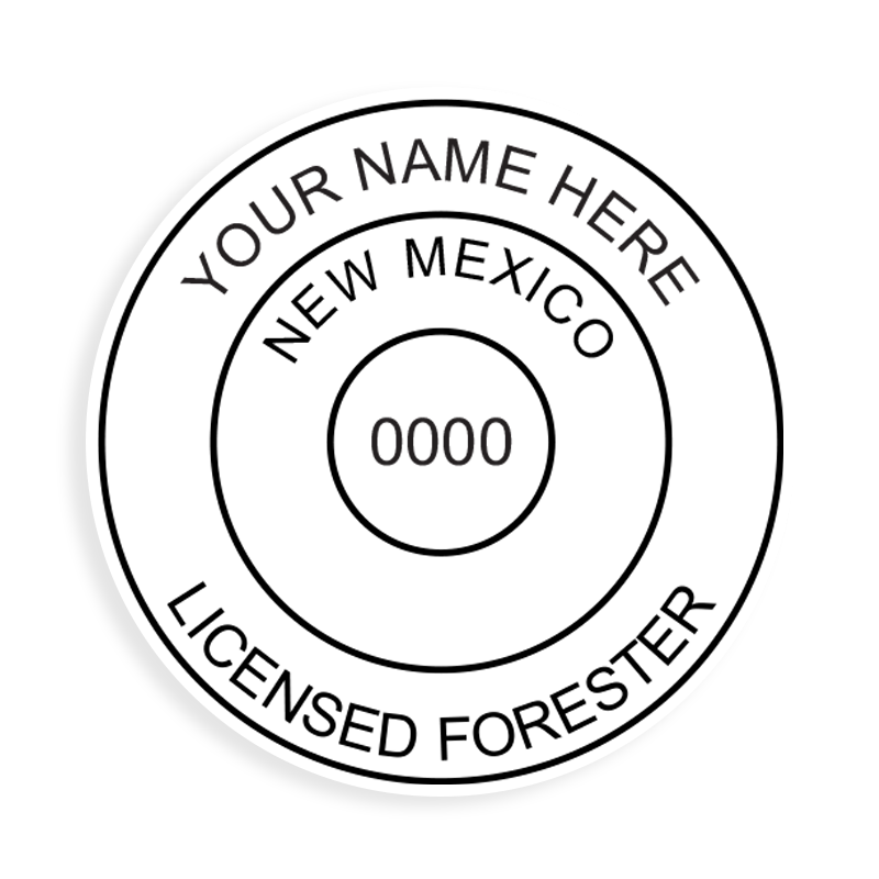 This professional forester stamp for the state of New Mexico adheres to state regulations and provides top quality impressions. Orders over $100 ship free.