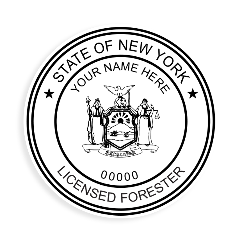 This professional forester stamp for the state of New York adheres to state regulations and provides top quality impressions. Orders over $100 ship free.