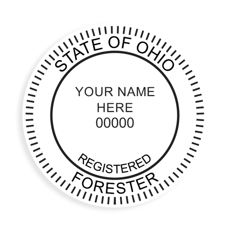 This professional forester stamp for the state of Ohio adheres to state regulations and provides top quality impressions. Orders over $100 ship free.