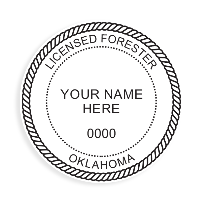 This professional forester stamp for the state of Oklahoma adheres to state regulations and provides top quality impressions. Orders over $100 ship free.