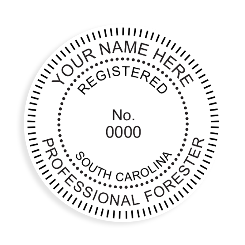 This professional forester stamp for the state of South Carolina adheres to state regulations and provides top quality impressions. Orders over $100 ship free.