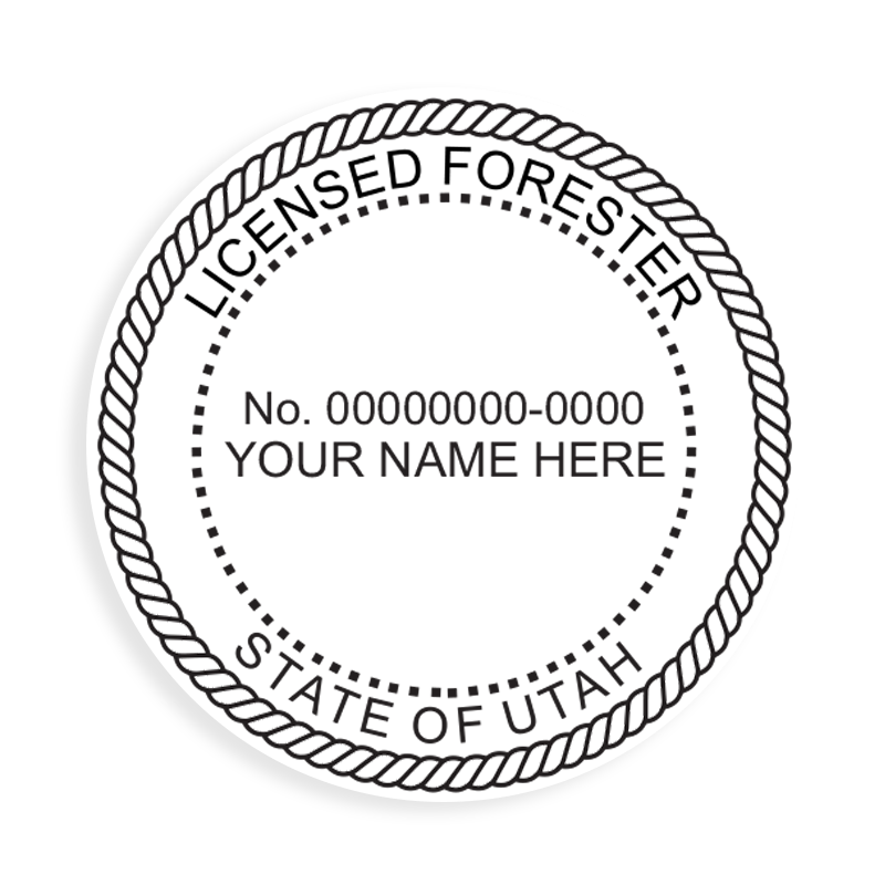 This professional forester stamp for the state of Utah adheres to state regulations and provides top quality impressions. Orders over $100 ship free.