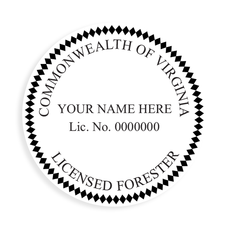 This professional forester stamp for the state of Virginia adheres to state regulations and provides top quality impressions. Orders over $100 ship free.