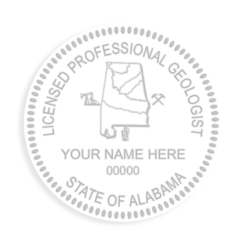 This professional geologist embosser for the state of Alabama adheres to state regulations and provides top quality impressions. Free shipping over $100!