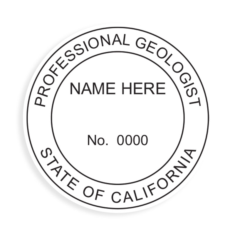 This professional geologist stamp for the state of California adheres to state regulations and provides top quality impressions. Orders over $100 ship free.