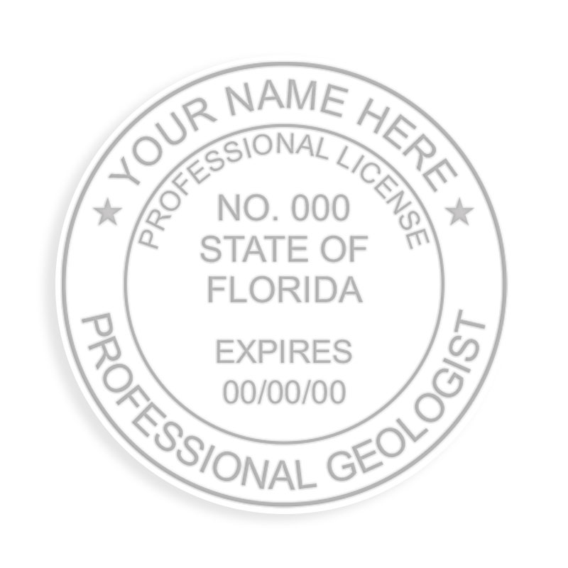 This professional geologist w/ expiration date embosser for the state of Florida adheres to state regulations and provides top quality impressions. Free shipping over $100!