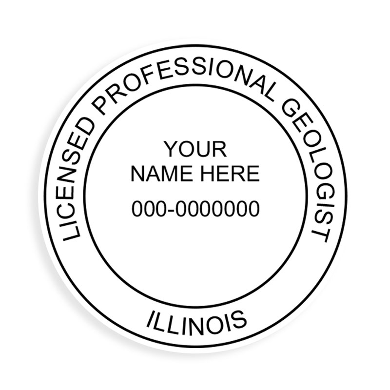 This professional geologist stamp for the state of Illinois adheres to state regulations and provides top quality impressions. Orders over $100 ship free!