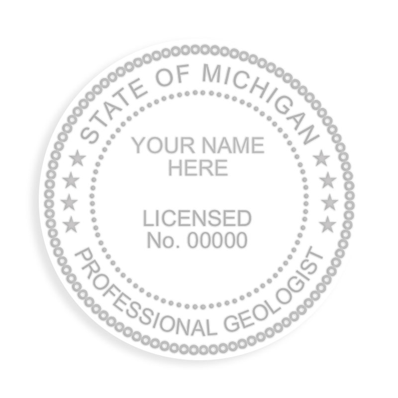 This professional geologist embosser for the state of Michigan adheres to state regulations and provides top quality impressions. Free shipping over $100!