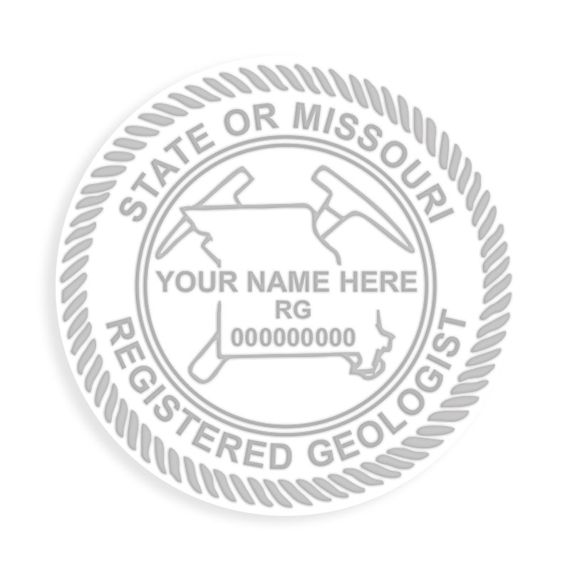 This professional geologist embosser for the state of Missouri adheres to state regulations and provides top quality impressions. Free shipping over $100!