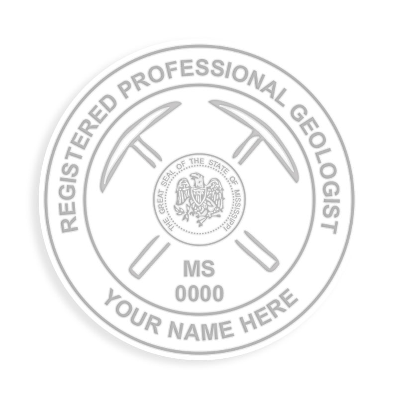 This professional geologist embosser for the state of Mississippi adheres to state regulations and provides top quality impressions. Free shipping over $100!