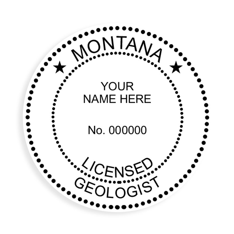 This professional geologist stamp for the state of Montana adheres to state regulations and provides top quality impressions. Orders over $100 ship free.