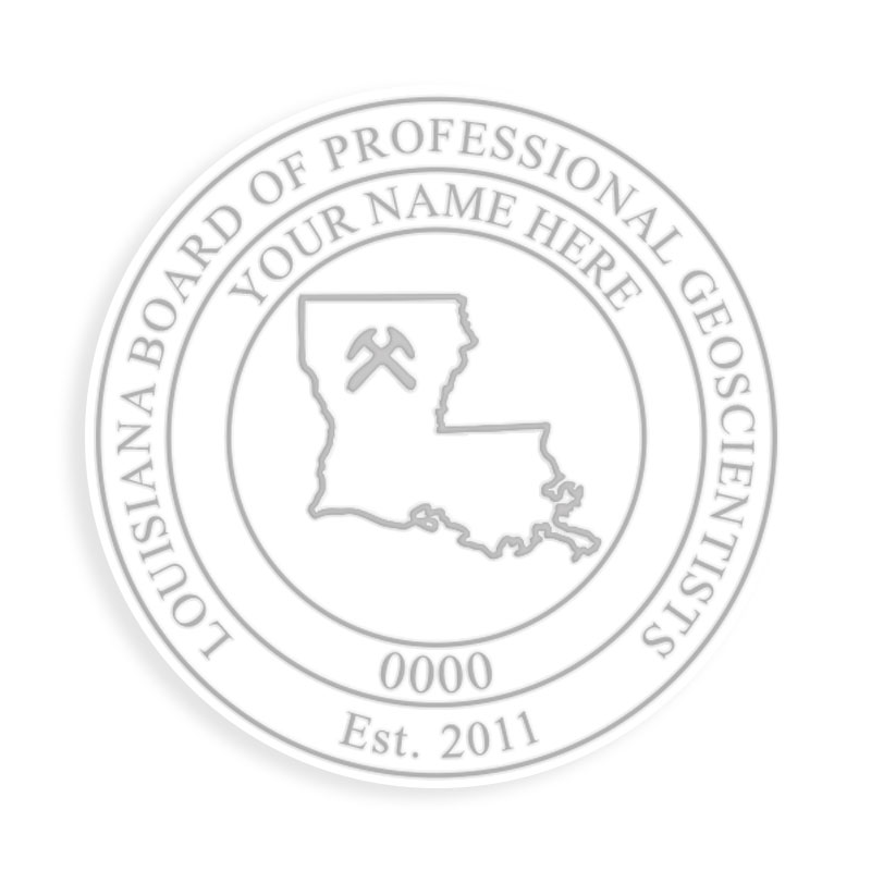 This professional geoscientist embosser for the state of Louisiana adheres to state regulations and provides top quality impressions. Orders over $100 ship free.