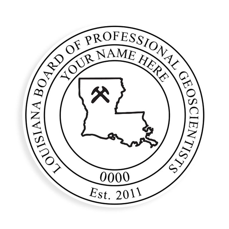 This professional geoscientist stamp for the state of Louisiana adheres to state regulations and provides top quality impressions. Orders over $100 ship free.