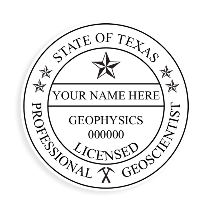 This professional geoscientist stamp for the state of Texas adheres to state regulations and provides top quality impressions. Orders over $100 ship free.