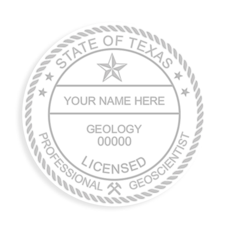 This professional geologist embosser for the state of Texas adheres to state regulations and provides top quality impressions. Free shipping over $100!