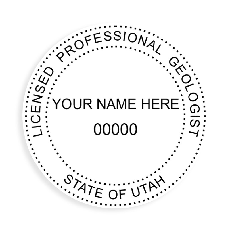 This professional geologist stamp for the state of Utah adheres to state regulations and provides top quality impressions. Orders over $100 ship free.