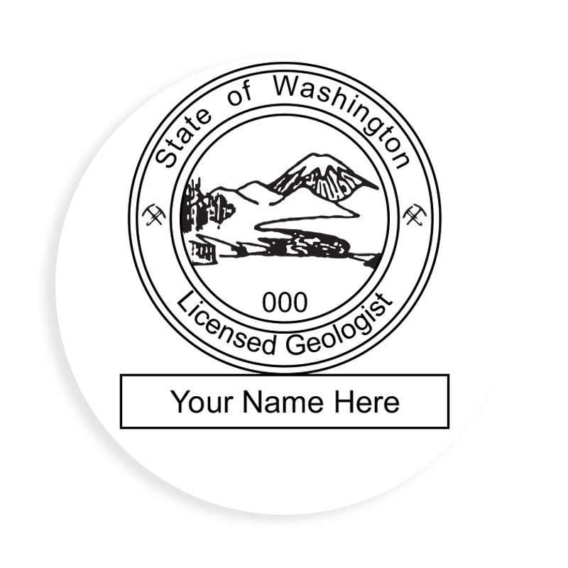 This professional geologist stamp for the state of Washington adheres to state regulations and provides top quality impressions. Orders over $100 ship free.