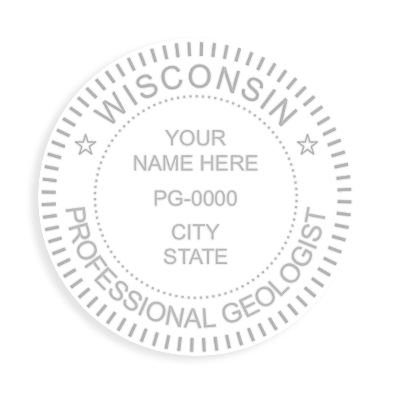 This professional geologist embosser for the state of Wisconsin adheres to state regulations and provides top quality impressions. Free shipping over $100!