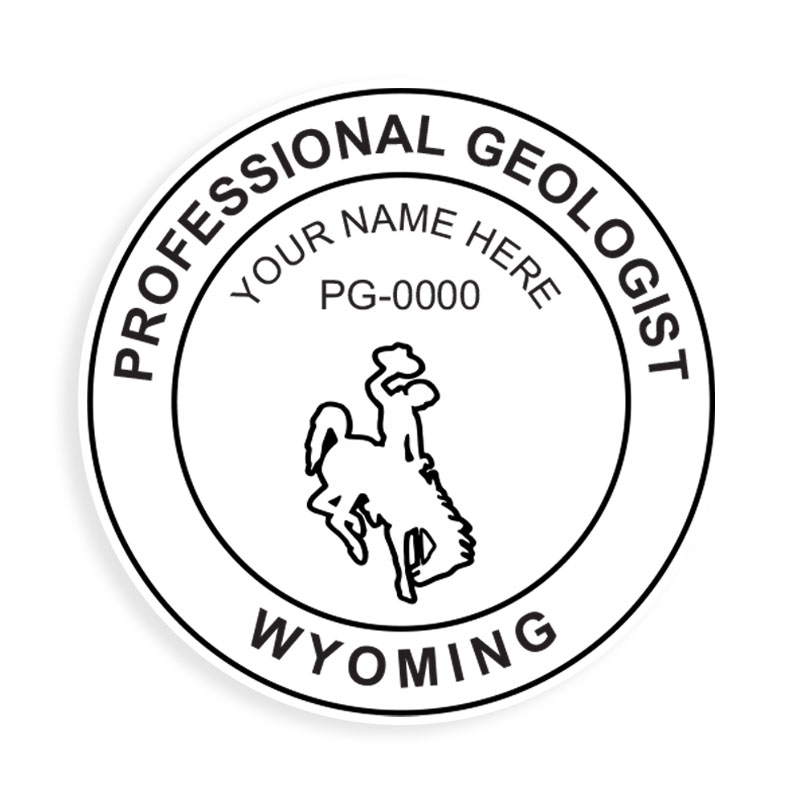 This professional geologist stamp for the state of Wyoming adheres to state regulations and provides top quality impressions. Orders over $100 ship free!