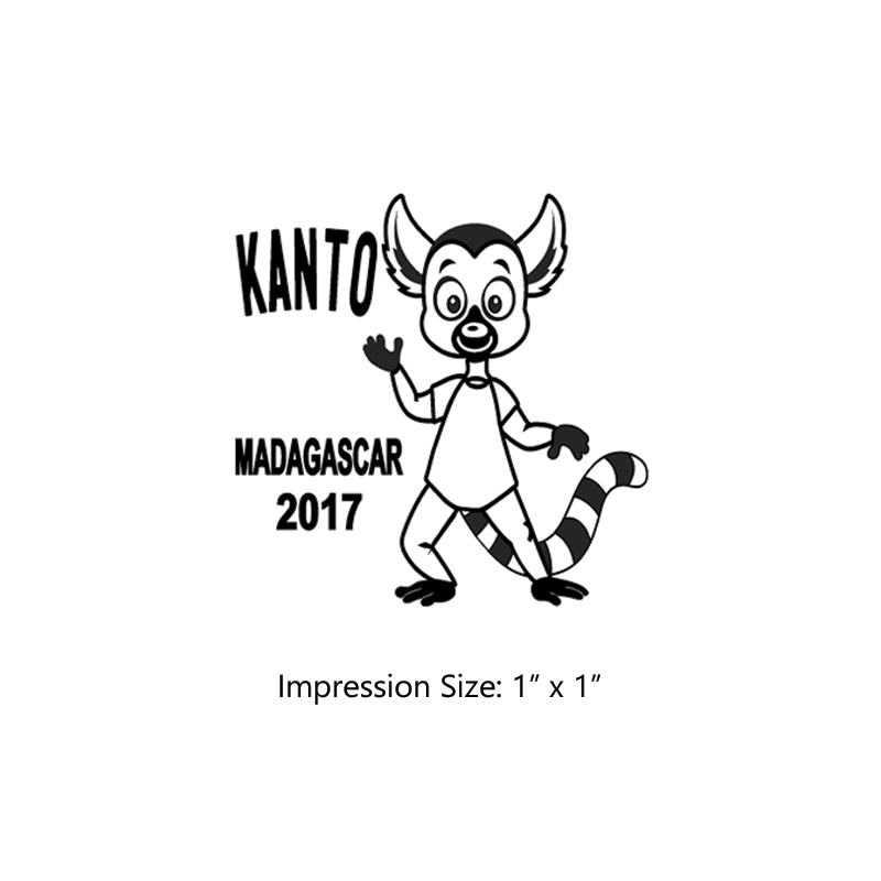 The 1" x 1" Kusafiri Madagascar 2017 Mascot Kanto stamp is approved by the WAGGGS Marketing Department & World Centre Managers. Requires a separate ink pad.