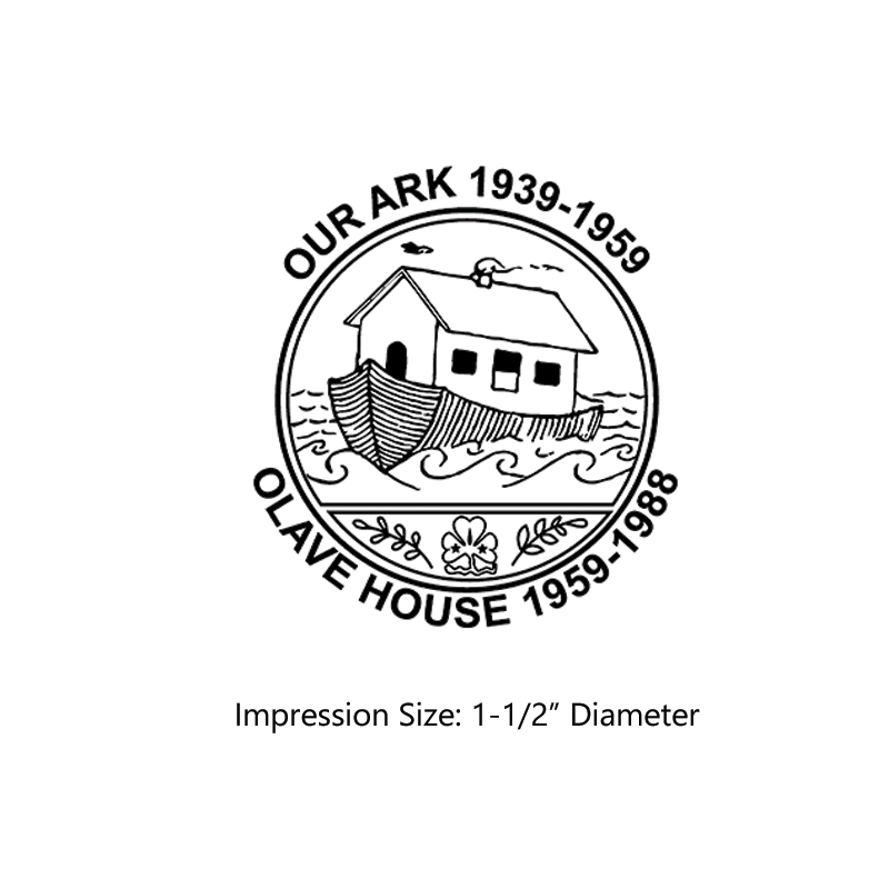 The 1-1/2" x 1-1/2" Our Ark/Olave House stamp is an approved Girl Scout & Girl Guide stamp layout. Ink pad sold separately! Free shipping on orders over $75!