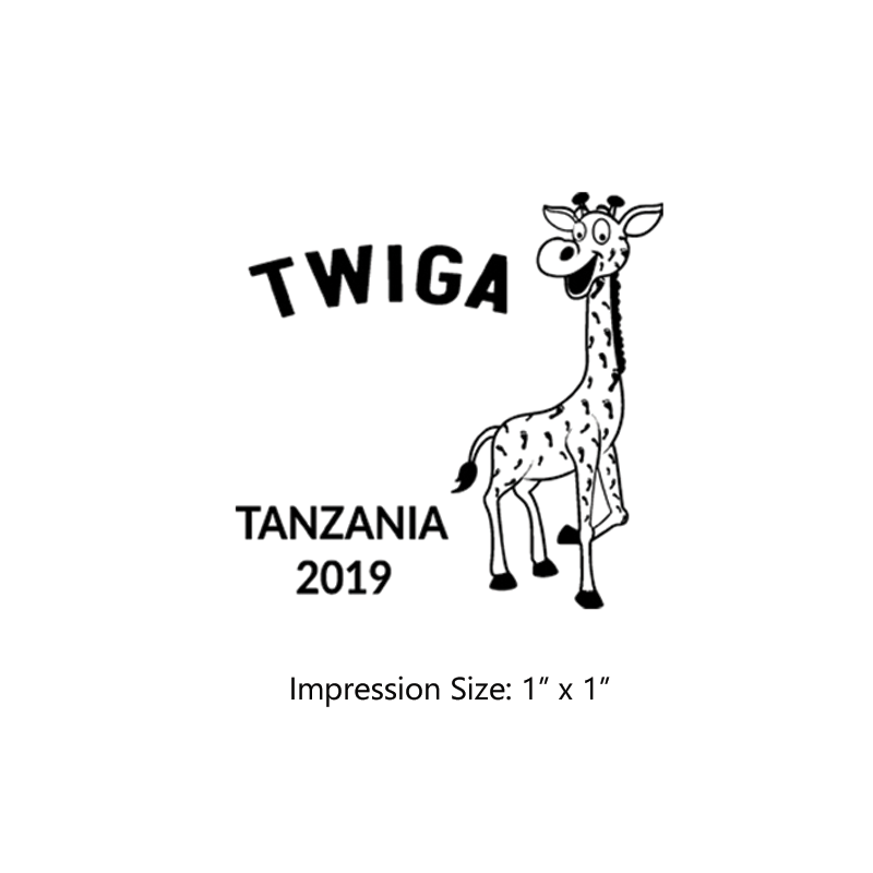 The 1" x 1" Tanzania 2019 Mascot Twiga stamp is approved by the WAGGGS Marketing Department & World Centre Managers. Stamp pad sold separately!