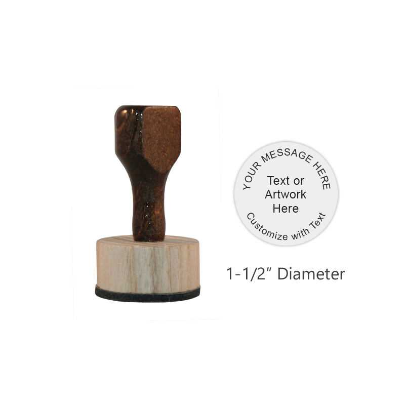 This 1-1/2" round stamp is customizable with 6 lines of text or artwork! Use for logos or addresses. Requires a separate ink pad. Ships in 1-2 business days.