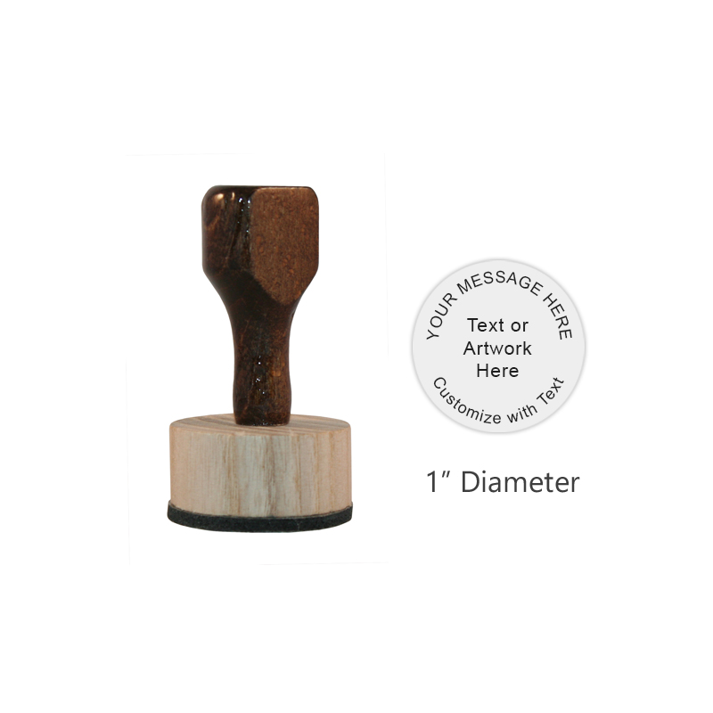 Customize this 1" round hand stamp with 6 lines of text or artwork! Great for initials or logos. Requires a separate ink pad. Ships in 1-2 business days.