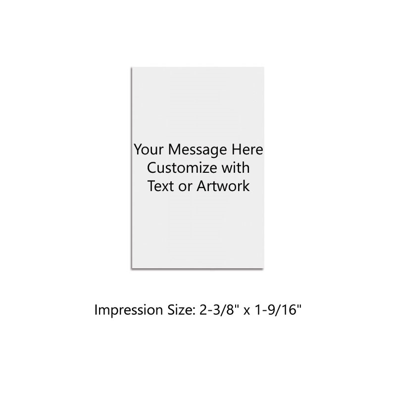 Customize this 2-3/8" x 1-9/16" self-inking stamp free with 14 lines. Available in 11 ink colors or dry pad option. Free shipping over $100.