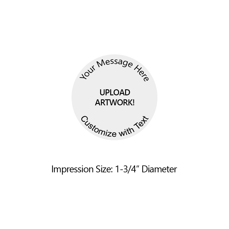 Customize this 1-3/4" diameter round self-inking stamp free with 9 lines. Available in 11 ink colors or dry pad option. Ships in 1-2 business days!