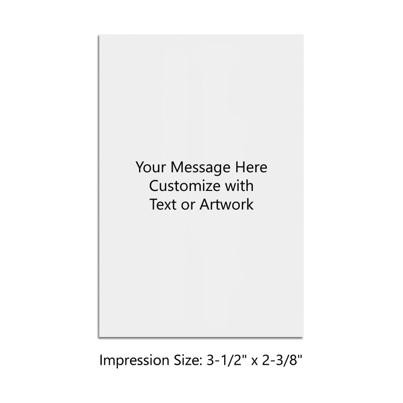 Customize this 3-1/2" x 2-3/8"  self-inking stamp free with 20 lines. Available in 11 ink colors or dry pad option. Free shipping over $100.