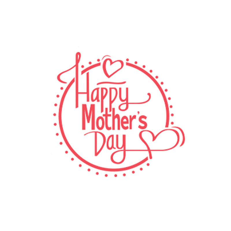 Happy Mother's Day with hearts self-inking rubber stamp available in a choice of 3 sizes and 11 ink color options. Refillable. Orders over $75 ship free.