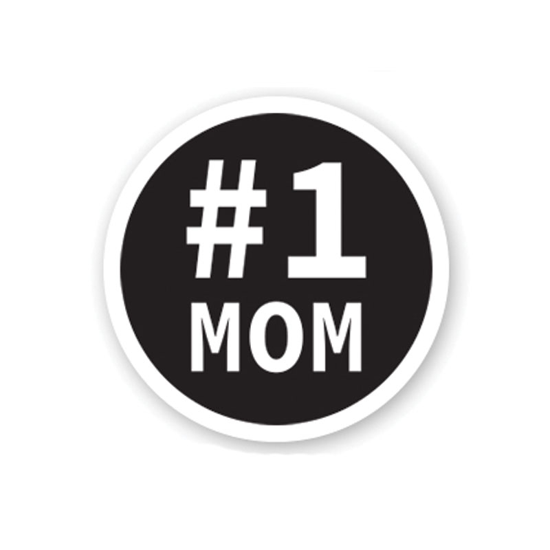 #1 Mom inverted round self-inking rubber stamp available in a choice of 3 sizes and 11 ink color options. Refillable. Orders over $75 ship free.