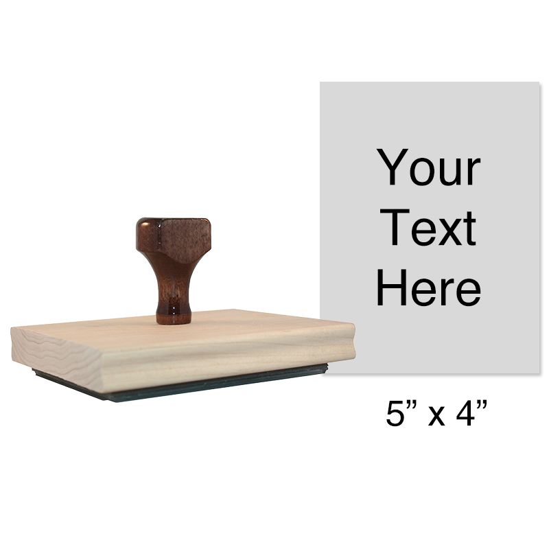 Customize this 5" x 4" rubber stamp with 25 lines of text or your artwork free! Ideal size for logos. Separate ink pad required. Ships in 1-2 business days!