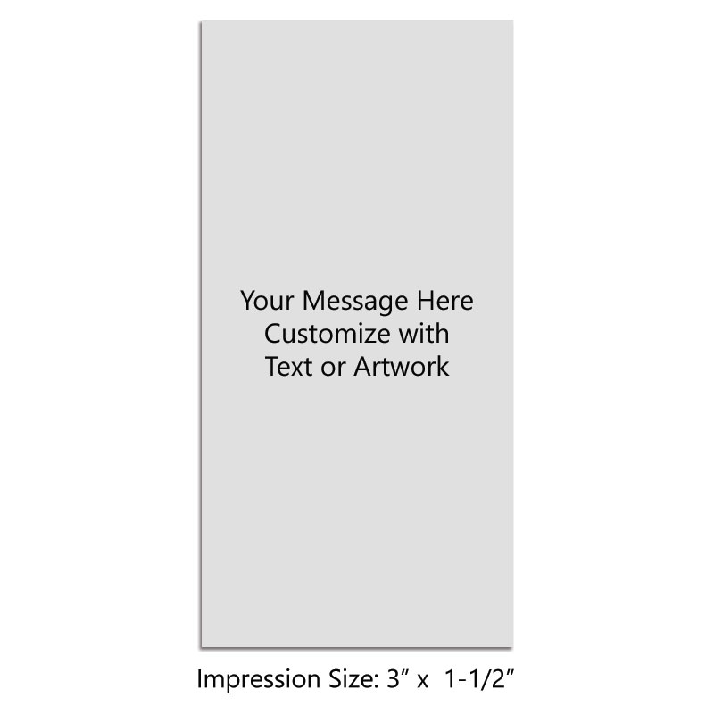 This 3" x 1-1/2" custom self-inking stamp allows for up to 18 lines of free customization in your choice of 11 ink colors. Ships in 1-2 business days.