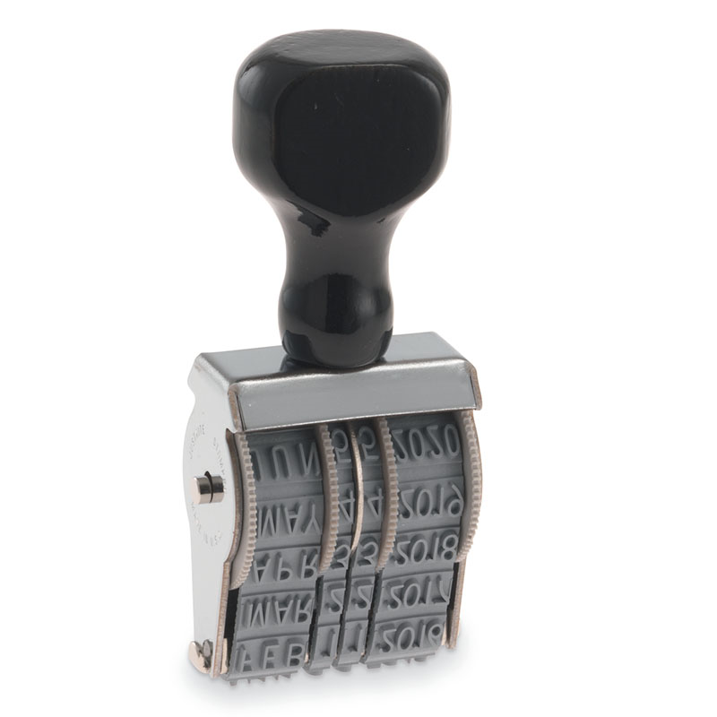 This JustRite non-self-inking dater has a character height of 3/16" & an approx. width of 1-1/5". Stamp pad is sold separately. Orders ship free over $75!