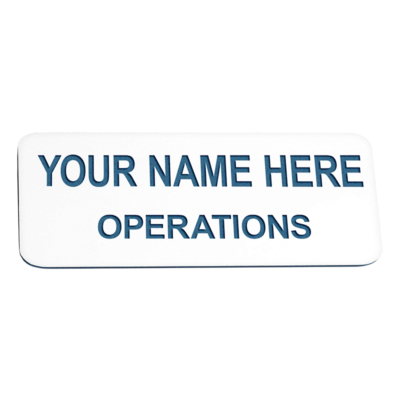 This 1" x 3" Engraved Plastic Name Badge can be personalized up to 3 lines w/ 26 color combos. Affordable & Professional. Orders over $75 ship free!