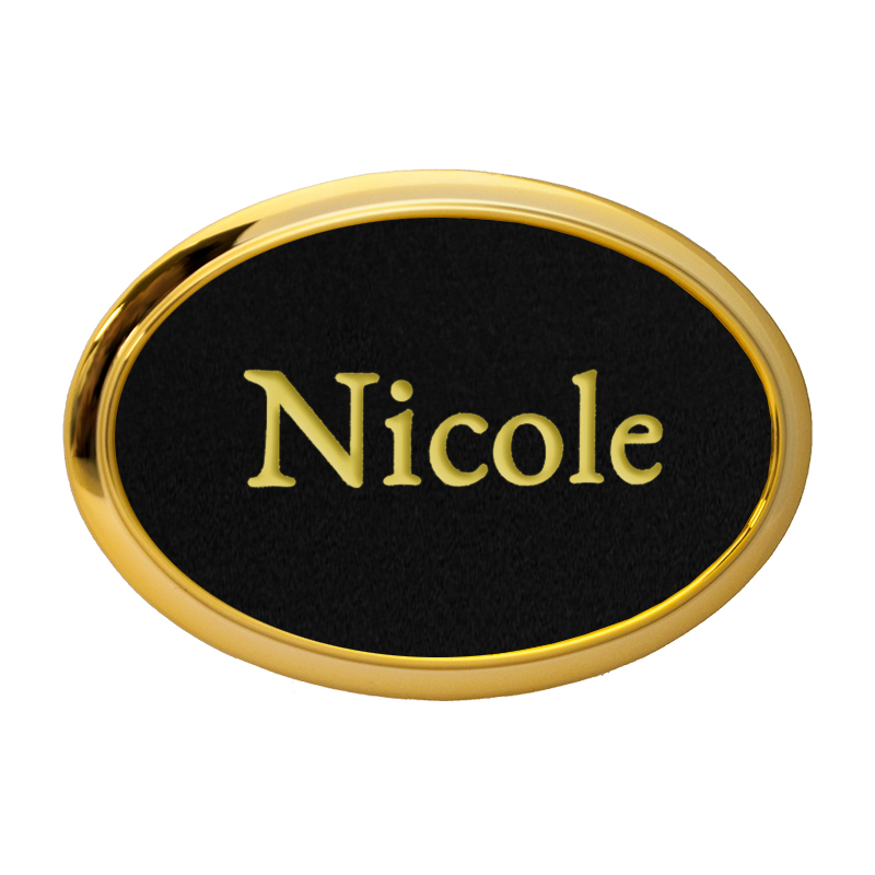 1-1/8" x 2-1/8" Engraved Plastic Oval Name Badge w/ Frame can be personalized up to 3 lines w/ 26 color combos. Fast & free shipping on orders over $100!