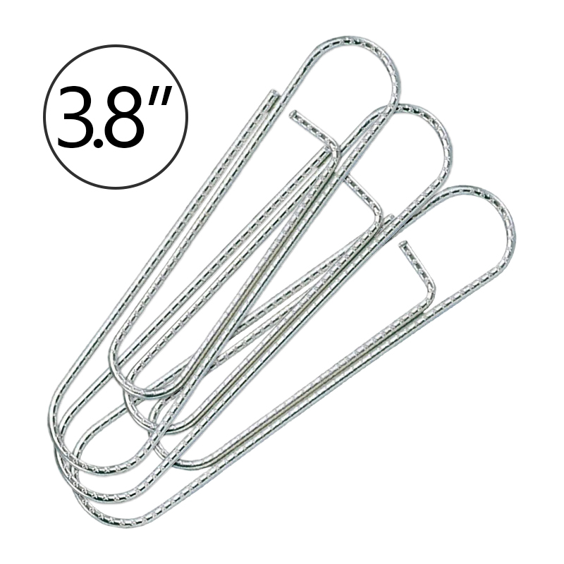 These 97mm (3.8") Extra Jumbo Paper Clips come in a pack of 3 and feature a patterned texture for extra secure grip. Orders over $75 ship free!