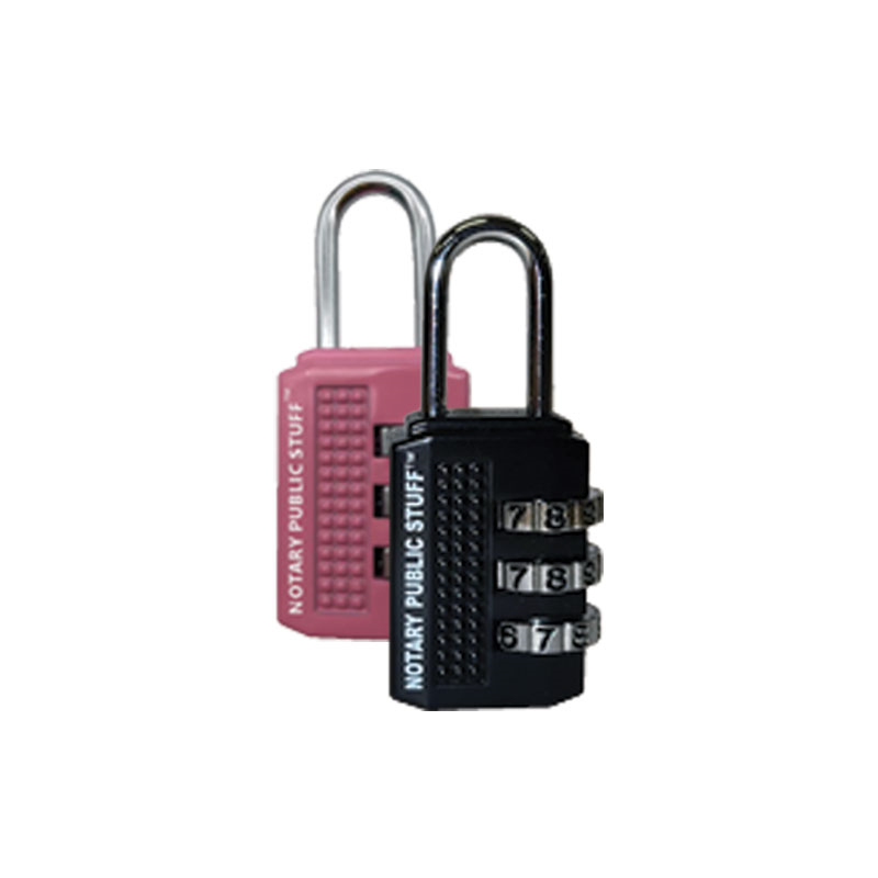 Use this durable 3-digit settable lock on your small or large notary supply bags to ensure extra security when it comes to your notary supplies!