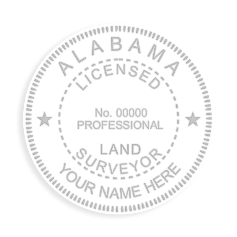 This professional land surveyor embosser for the state of Alabama adheres to state regulations and provides top quality impressions.